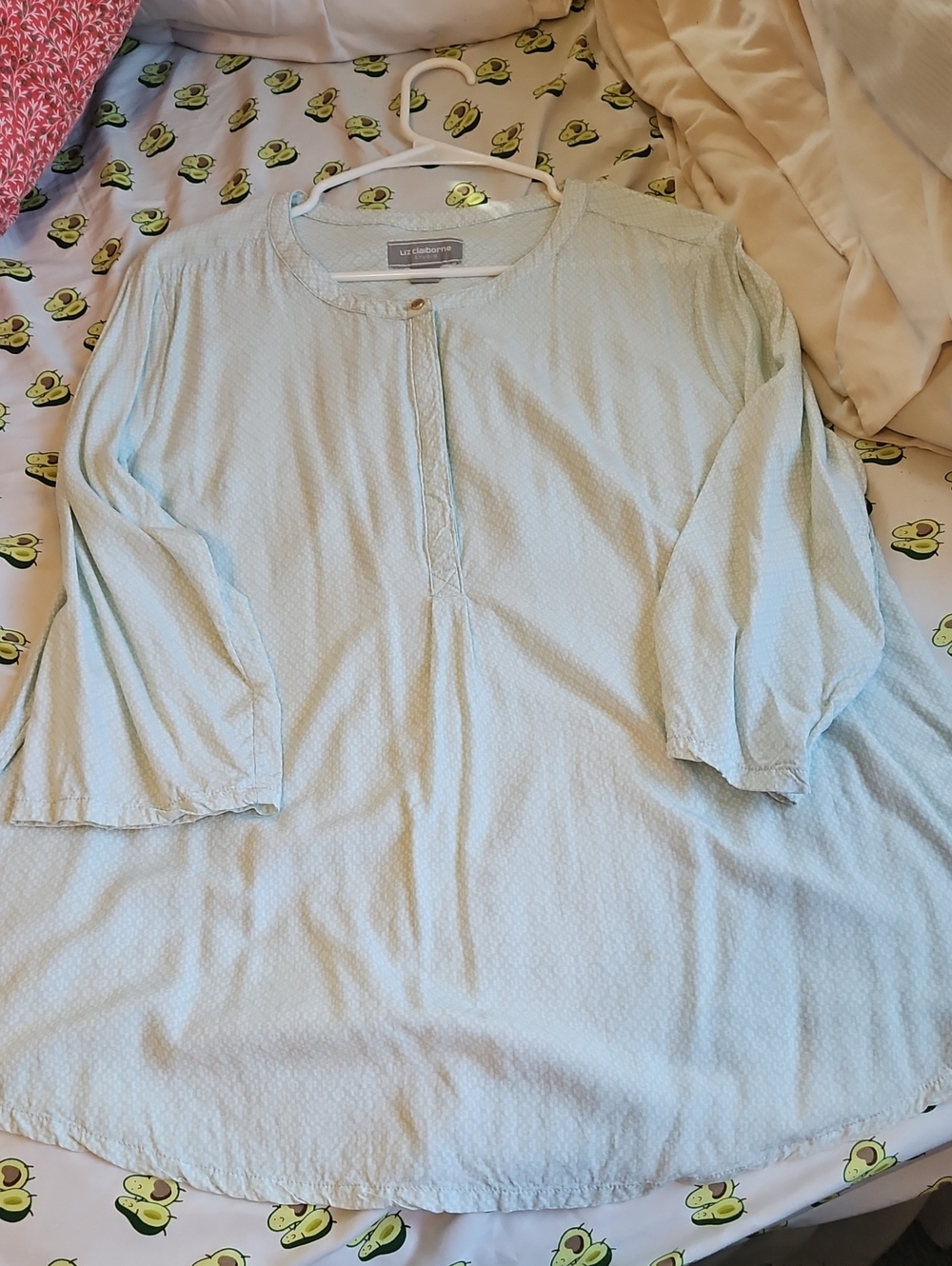 Liz Claiborne Pale Blue Textured Henley Top